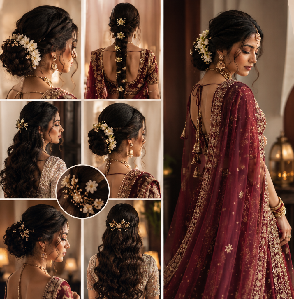 Bridal hair and draping